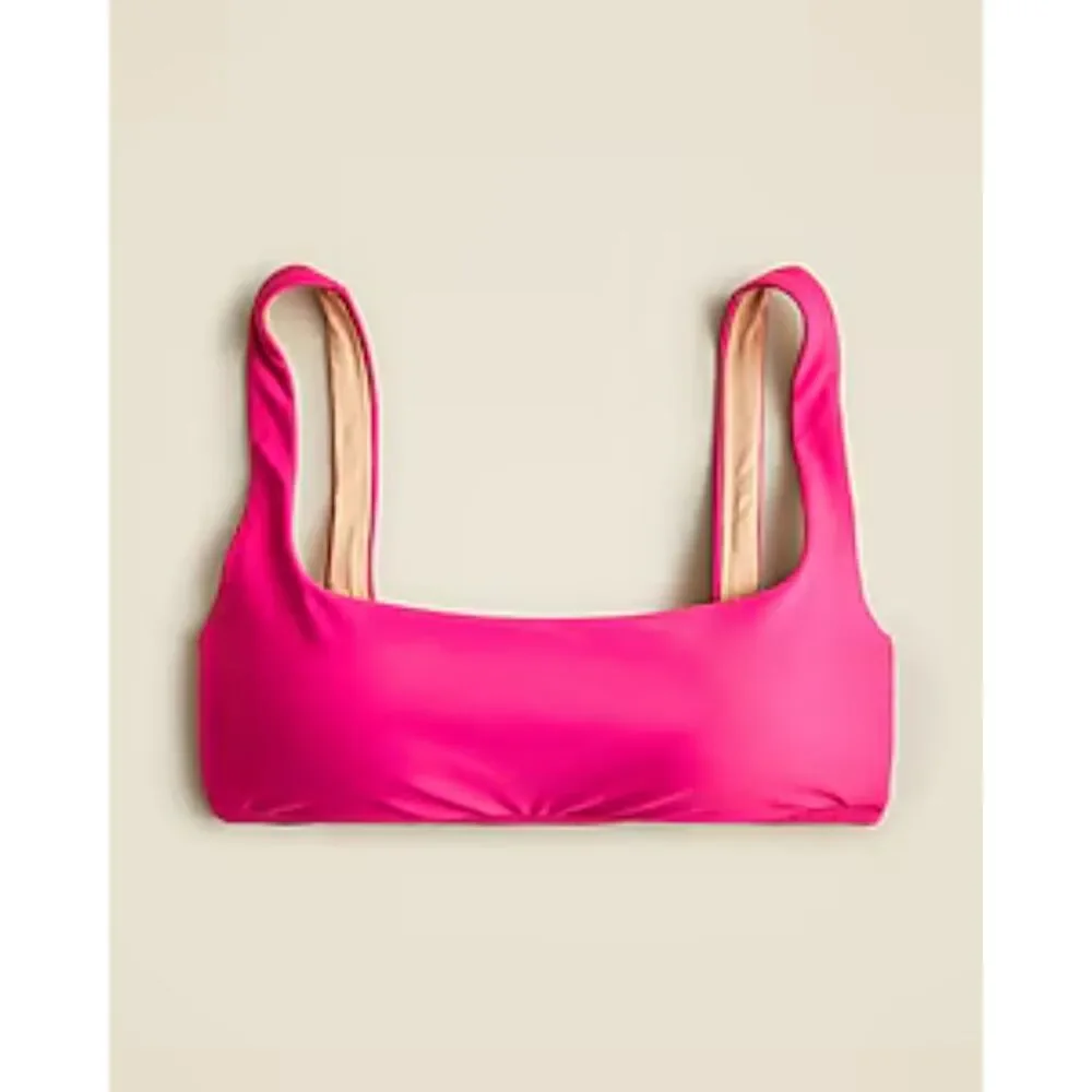 J.Crew Squareneck Bikini Top Radiant Fuchsia SZ 2X NWT Pink Mix & Match Summer